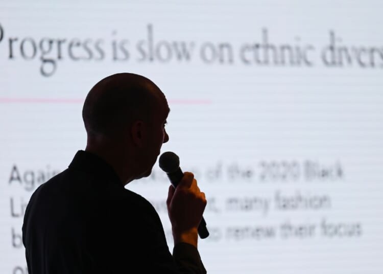 Mathew Dixon, Director of The MBS Group speaks at the Holding up a Mirror: Diversity and Inclusion in the Fashion Industry presentation during The Institute of Positive Fashion Forum 2022 on June 30, 2022 in London, England.