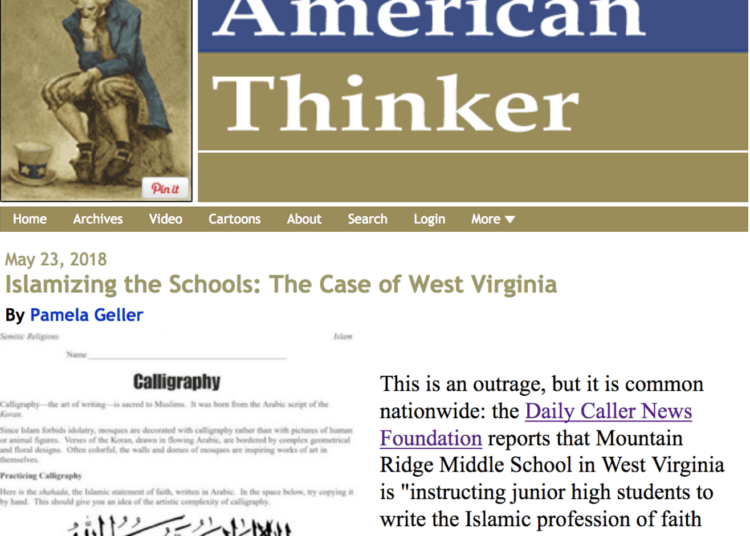 Pamela Geller, American Thinker: Islamizing the Schools: The Case of West Virginia