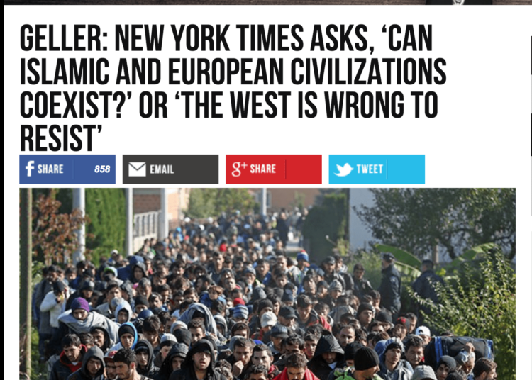 Pamela Geller, Breitbart News: New York Times Asks, ‘Can Islamic and European Civilizations Coexist?’ or ‘The West is Wrong to Resist’