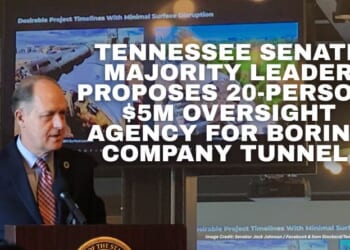 Tennessee Senate Majority Leader Proposes 20-Person, $5M Oversight Agency For Boring Company Tunnel