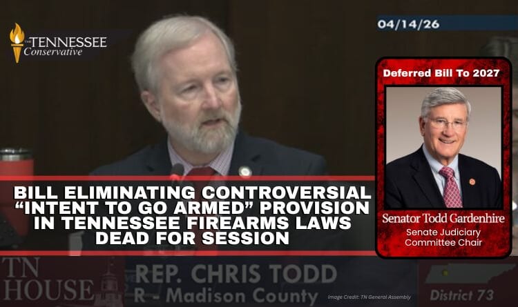 Bill Eliminating Controversial “Intent To Go Armed” Provision In Tennessee Firearms Laws Dead For Session
